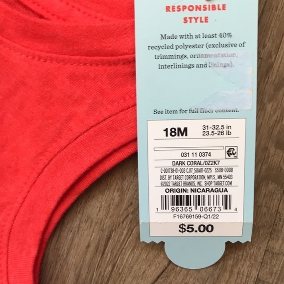 4/$25 Cat & Jack baby tank top 18 month - Picture 3 of 4